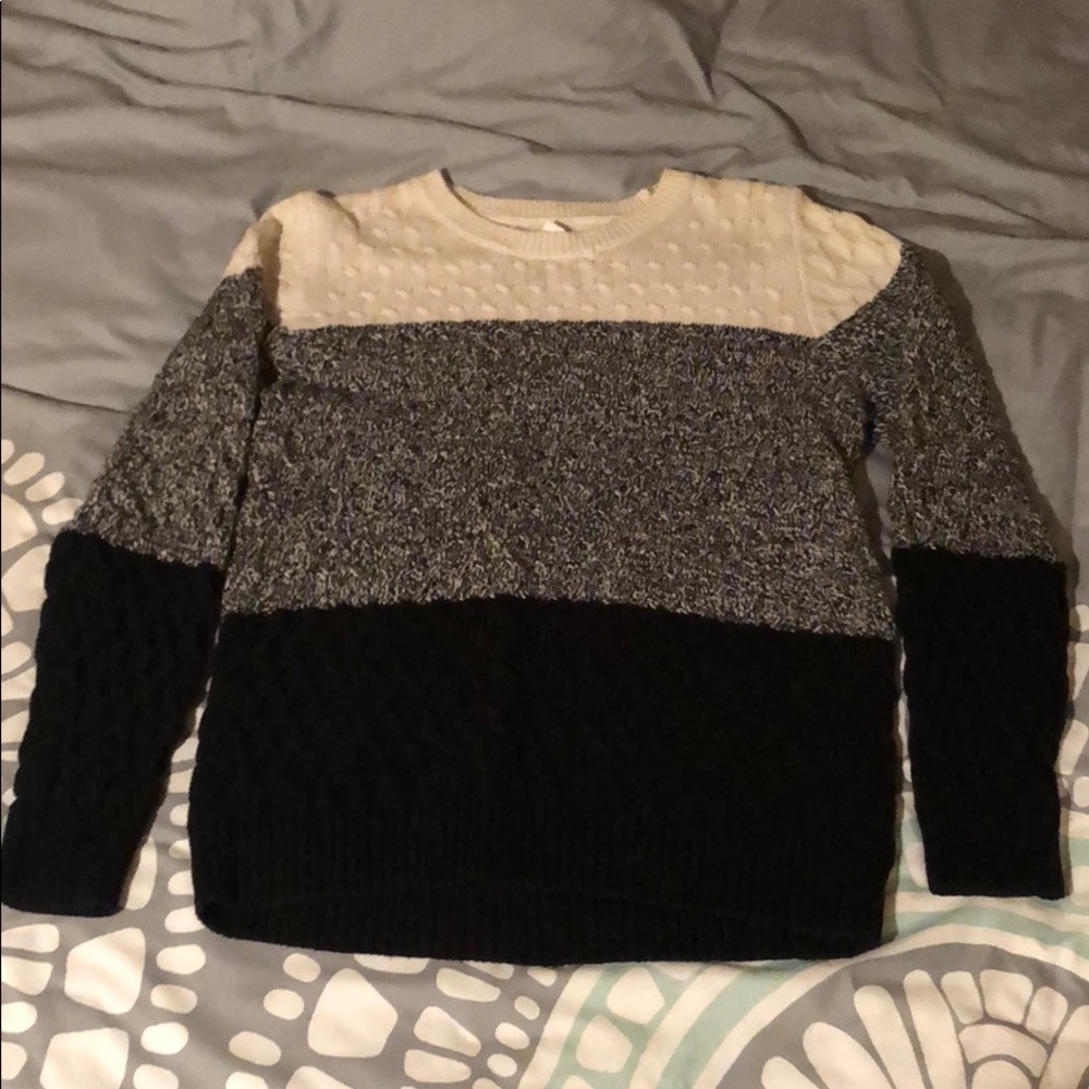 Black Knit Color-Block Sweater